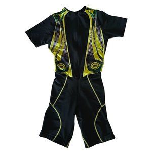 Enjoy Unisex Kids Black Yellow Short Sleeve One-Piece Shorty Jumpsuit Small